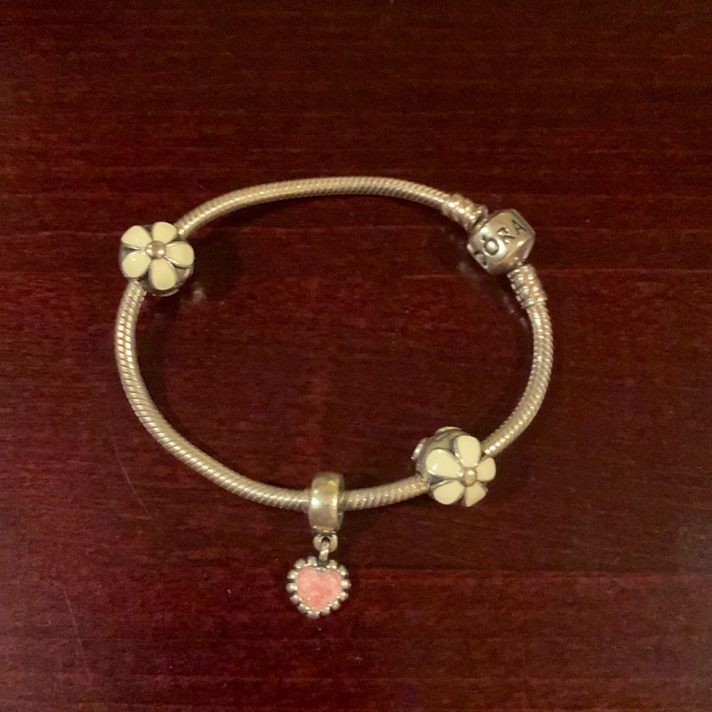 Pandora Charm Bracelet with 3 charms!!
